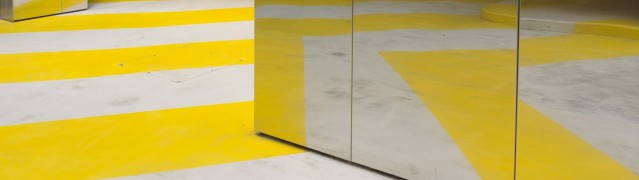 Yellow stripes on the floor 